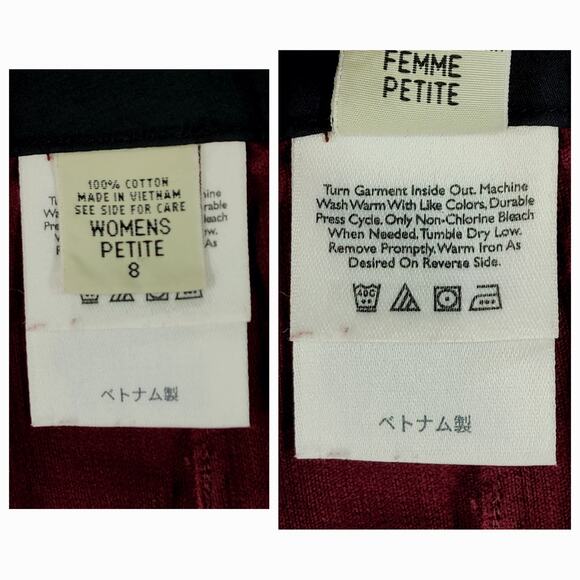 Eddie Bauer Corduroy Trousers 8P Petite‎ Women Burgundy Red Straight Leg 28x28 - Picture 3 of 10